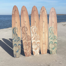 Wooden Surfboard Growth Chart with Family Name, Coastal Wall Art Decor, Custom Size