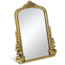 Vintage Gold Arch Vanity Mirror with Elegant Design, Standing or Wall Mounted for Bedroom Decor