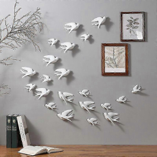 Birds Murals Realistic Ornamental Ceramic Wall Hanging Decorations for Living Room (Left) 2