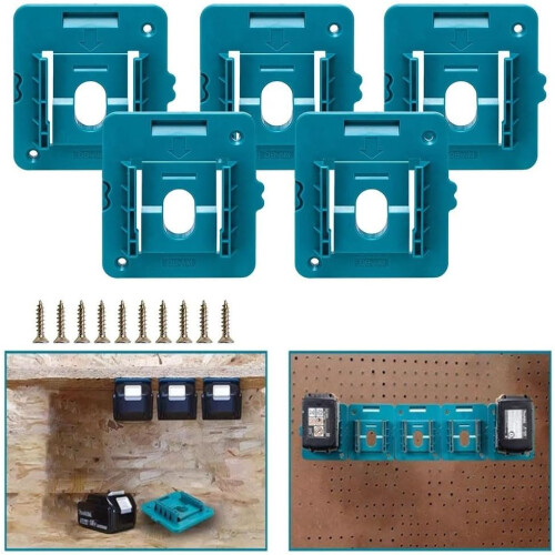 Power Tool Battery Holder for 18V Cordless Drill, ABS Wall Mount Rack for Secure Workshop Storage 1