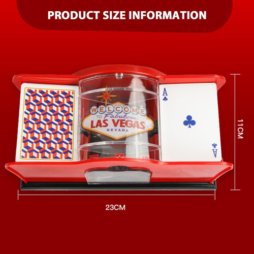 (Red) Hand Cranked Pokercard Shuffler Efficient Card Shuffling Device for Home/Outgoing 1