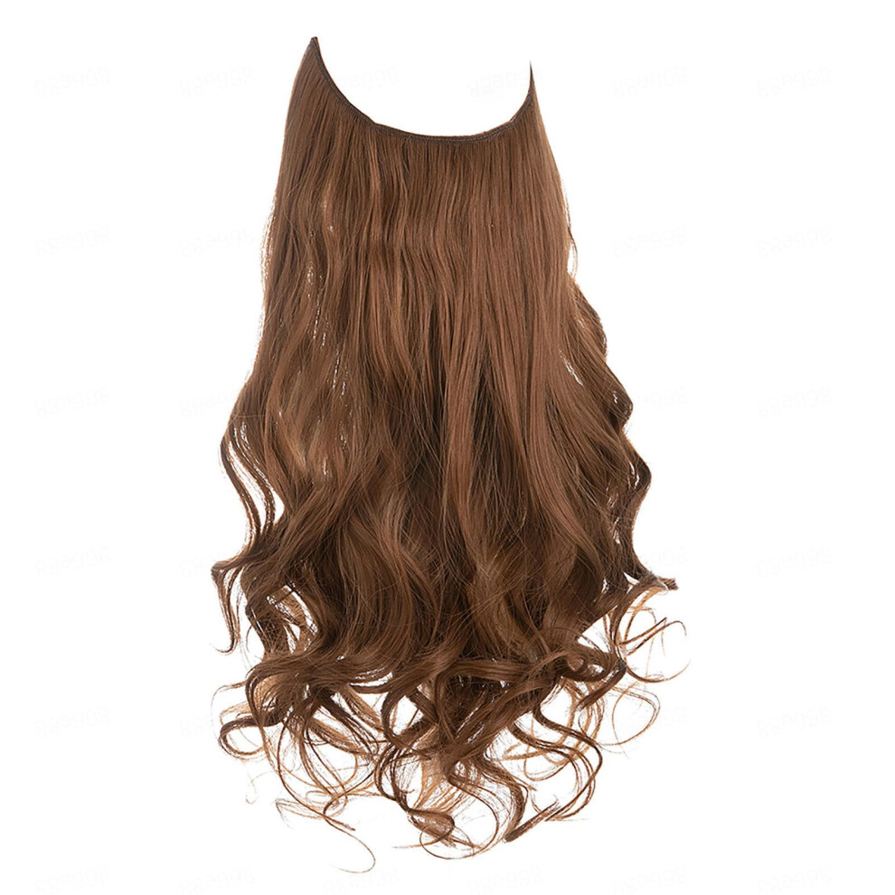 Unisex Black Long Wavy Hair Extensions With Invisible Wire, Heatresistant Synthetic Wig For Instant Volume Boost, 22 Inch