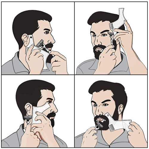 Beard Shaping Tool with BuiltIn Comb, Transparent Beard Lineup Template for Men Grooming 2