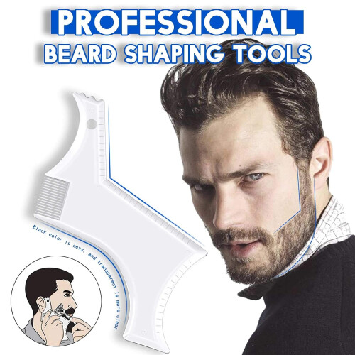 Beard Shaping Tool with BuiltIn Comb, Transparent Beard Lineup Template for Men Grooming 1