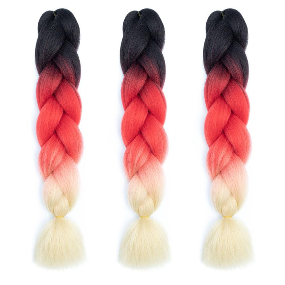 Unisex Jumbo Braiding Hair Extensions 24 Inch Synthetic Multicolor Tangle Resistant 3Pcs