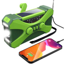 10000mAh Emergency Solar Hand Crank Radio with AM/FM, LED Light, SOS Alarm, Waterproof for Camping