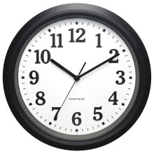 12 Inch Waterproof Outdoor Wall Clock IP67 Weatherproof Silent Quartz Large Numerals Black