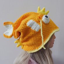 (orange red,56-58cm)Cute Little Goldfish Crochet Beanie Clownfish Knitted Hat Sweet Winter Warm Hat for Kids and Adults