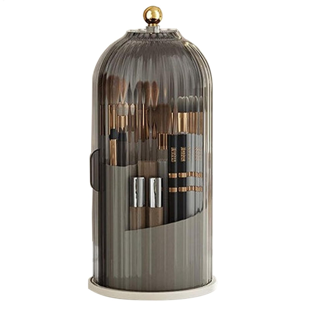 Makeup Brush Organizer with 360 Rotation, Elegant Birdcage Design, Dustproof Lid, Large Capacity