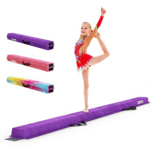 Dripex Kids Balance Beam 240cm Portable Folding Balance Beam with Carry Handles High Density EVA Faux Suede Gymnastics Beam for Home Gym Exercise