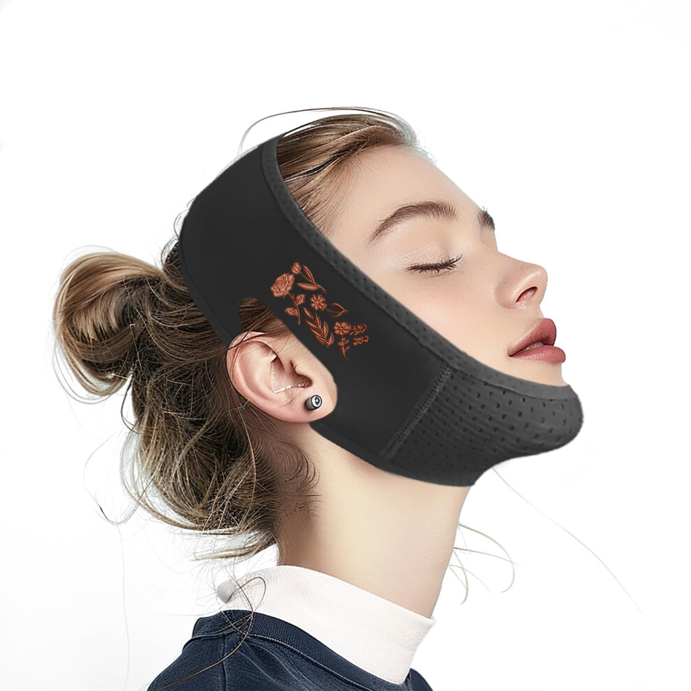 V Line Lifting Mask and Chin Strap for Sleeping, Adjustable Reusable Face Slimming Mask, Black