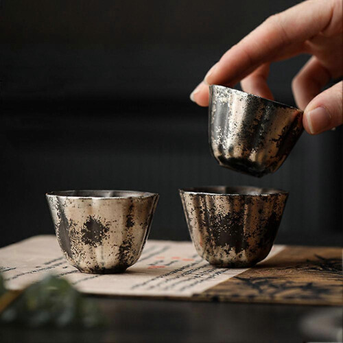 (Noshen, Silver) Vintage Ceramic Tea Cup Hand-made Afternoon Tea Cup Accompanying Present 2