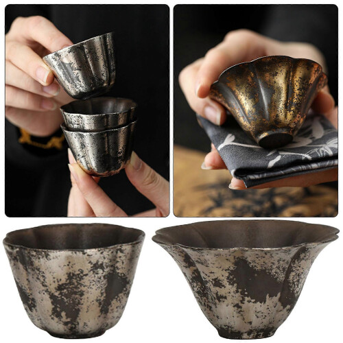 (Noshen, Silver) Vintage Ceramic Tea Cup Hand-made Afternoon Tea Cup Accompanying Present 1