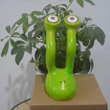 (Green) Snail Tentacles Statue Handmade Resin Cartoon Garden Spy Ornament Creative Plants Planter Decor for Grass