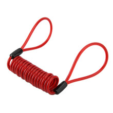 Motorcycle Disc Lock Reminder Cable, 1.2m Elastic AntiTheft Brake Reminder Rope, Red PVC