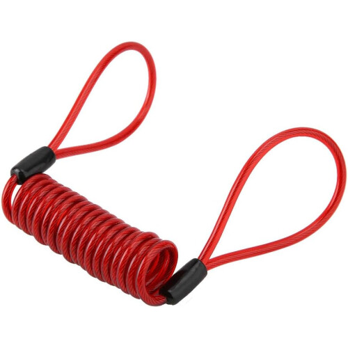Motorcycle Disc Lock Reminder Cable, 1.2m Elastic AntiTheft Brake Reminder Rope, Red PVC 2