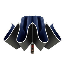 (Blue) Automatic Inverted Umbrella with Reflective Stripe - Compact Folding Umbrella for Rain and Sun, Windproof Reverse Umbrella for Men Women