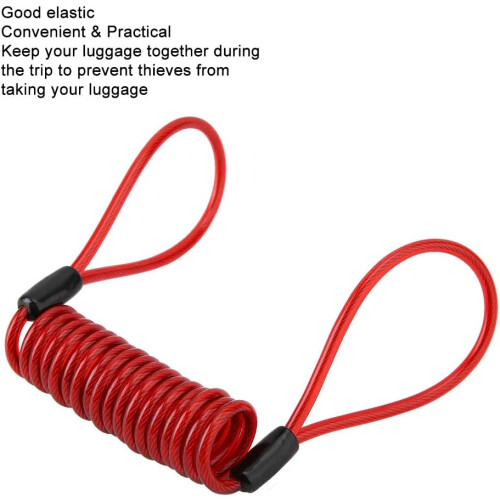 Motorcycle Disc Lock Reminder Cable, 1.2m Elastic AntiTheft Brake Reminder Rope, Red PVC 1