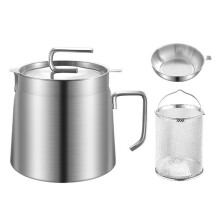 (304lvg, 1.8L) Large Capacity Fine Mesh Oil Filter Kettle Easy Using Oil Dregs Separate Tank for Kitchen Home