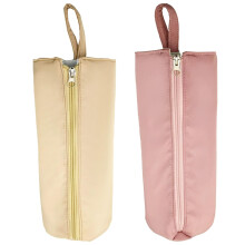 2 Pcs Heat Resistant Curling Iron Travel Bag with Zipper, Compact Hanging Case, Pink and Beige