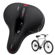 Mountain Bike Seat Wide Comfortable Bicycle Saddle with Dual Shock Absorbing Balls Honeycomb Anti Slip Leather Ventilated Ergonomic Bike Seat Cushio
