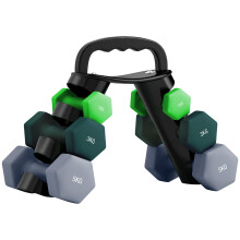 SPORTNOW Dumbbells Set with Carry Storage Rack Set of 6 Weights for Home Gym Kettlebell Training Weight Lifting Exercise 2 x 1kg 2 x 3kg 2 x 5kg Gre