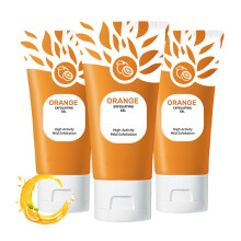 3PCS Orange Exfoliating Gel for Face and Body, Deep Cleansing Blackhead Removal, Hydrating Vitamin C Scrub