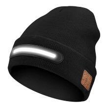(A)LED Bluetooth Music Beanie Hat for Men Women - USB Rechargeable Headlamp Warm Winter Knit Cap, Perfect for Parties, Festivals, Night Events