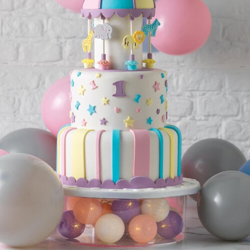 (S)Round Clear Acrylic Fillable Cake Stand, Cake Pillar Stand, Wedding Cake Decorations Display Board 2