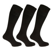 Mens ribbed knee high 100 cotton socks Pack of 3 611 Black UTMB2021