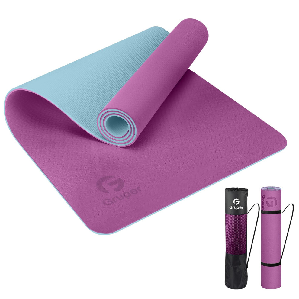 Photos - Yoga Gruper TPE  MatPro  Mat Eco Friendly Non Slip Fitness Exercise Mat with Carrying StrapWorkout Mat for  Pilates a