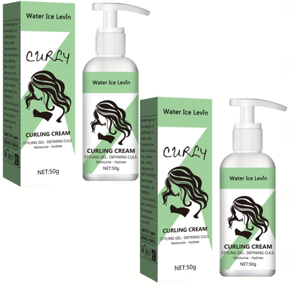 Cream 2Pcs Curl Defining With Keratin And Biotin, Anti Frizz Moisturizing Curl For Curly Hair