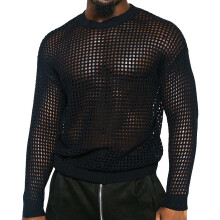 Men's Casual Pullover Crew Neck Knitted Sweater Lightweight Summer Comfort 3/4 Sleeve Black L