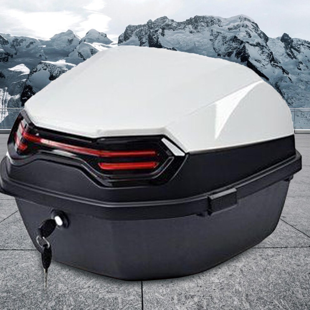 Universal Waterproof Motorcycle Case With Backrest, Lockable Tail Box For Helmet Storage White 9174973472025