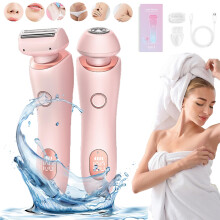 Electric Lady Shaver Waterproof Women's Electric Razor Rechargeable Wet Dry Bikini Legs Pink