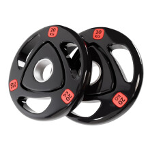 Strongway Olympic Weight Plates Discs for Barbell Bar 2 Inch 2 50mm Hole Rubber Coated Cast Iron Weights Tri Grip Range of Weights and Sizes 20K