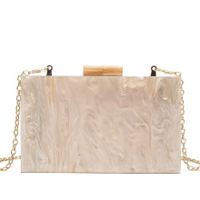 Acrylic Clutch Bag with Elegant Geometric Design and Detachable Gold Chain for Wedding Party