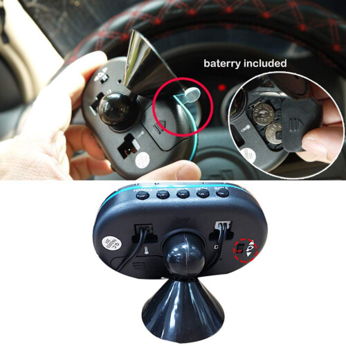 Car Digital Thermometer Clock with Dual Temperature Display and Voltage Meter 12V 24V Blue Backlight 1