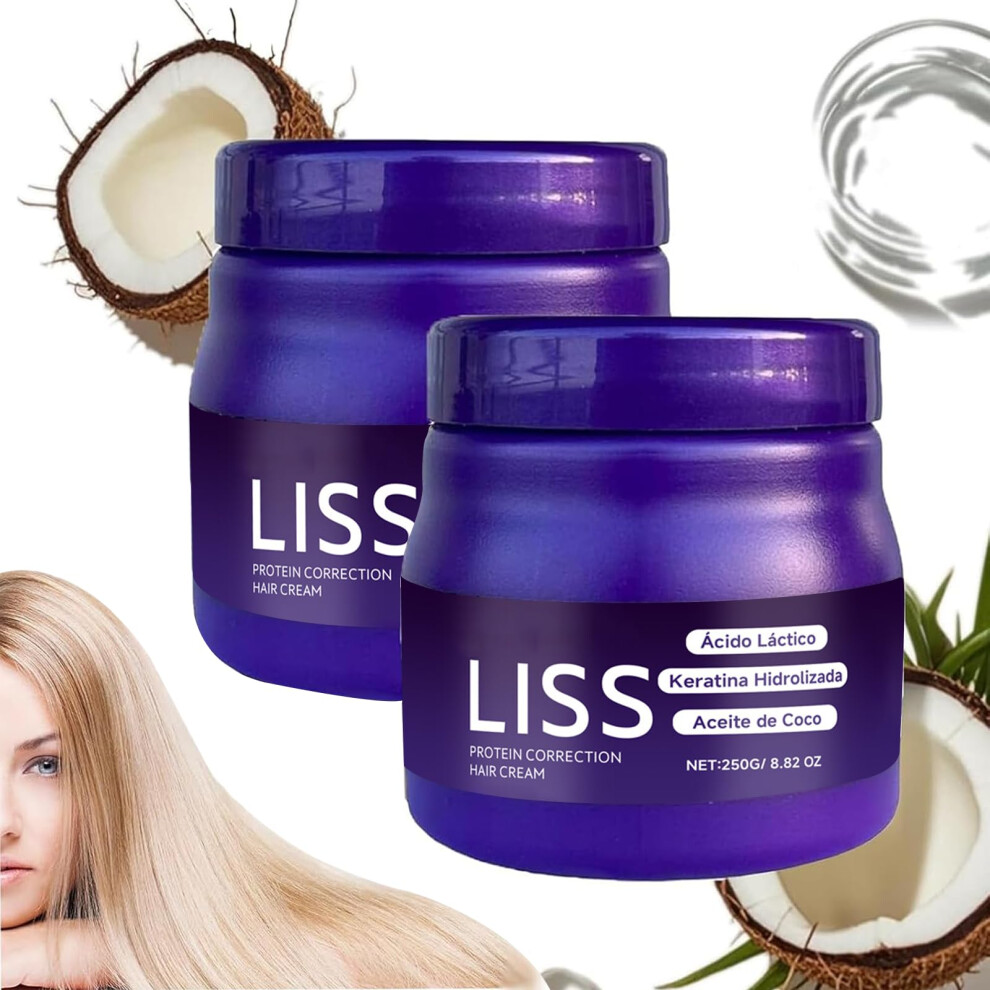 Cream Hair Straightening Formaldehyde Keratin Treatment For Longlasting Frizz Control 2Pcs