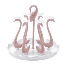 Baby Bottle Drying Rack with Swans Design, Over Sink Rotating Cup Holder, Space Saving for Six Cups
