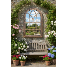 Arc Window Soho Wall Mirror BlackGold Deco 73x48Cm