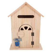 Khaki Wooden Wall-Mount Mailbox Security Drop Box