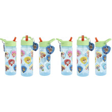 Paw Patrol 500ml Kids Water Bottles with Straw by Polar Gear Back to School Supplies Drinks Bottle with Chase Keyring Charm Pack of 2