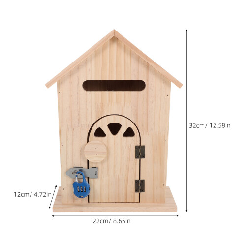 Khaki Wooden Wall-Mount Mailbox Security Drop Box 1