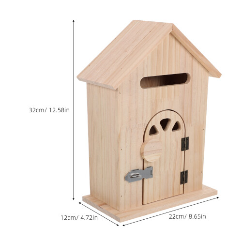 Khaki Wooden Wall-Mount Mailbox Security Drop Box 2