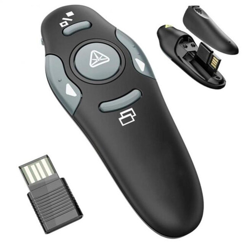 (Grey) Wireless Presentation Clicker Lasers Presentation Remote PPT Clicker for Desktop Computer