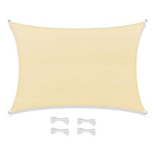 (3*4m, Beige) Quadrangular Sunshade Cover Portable UV protective Shade Sail for Patio Garden Courtyard