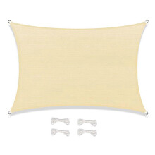 (3.6*3.6m, Beige) Quadrangular Sunshade Cover Portable UV protective Shade Sail for Patio Garden Courtyard