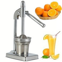 Manual Citrus Juicer Cast Iron Press with Stainless Steel Cup, Heavy Duty Orange and Lemon Extractor