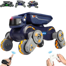 (A, Orange) 8WD Gesture Sensing Robot Dog Stunt Car, Remote Control Cars for Kids Adults, 2.4G RC Vehicle with Mist Spray, Music & Lights